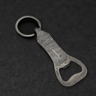 Cap Lifter Hand-Forged Damascus Steel Keychain Bottle Opener - BladeWolf A2Z image 1