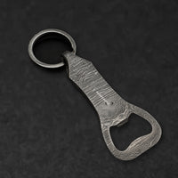 Cap Lifter Hand-Forged Damascus Steel Keychain Bottle Opener