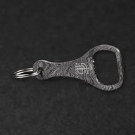 Cap Lifter Hand-Forged Damascus Steel Keychain Bottle Opener - BladeWolf A2Z image 2