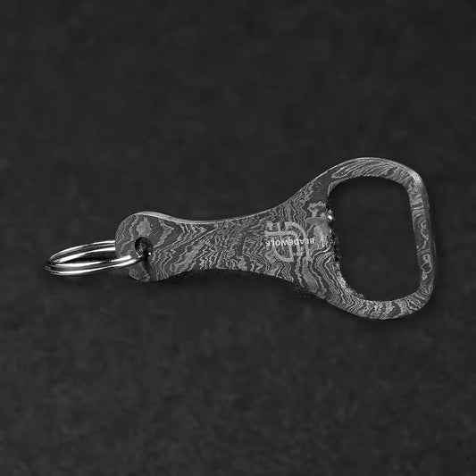 Cap Lifter Hand-Forged Damascus Steel Keychain Bottle Opener