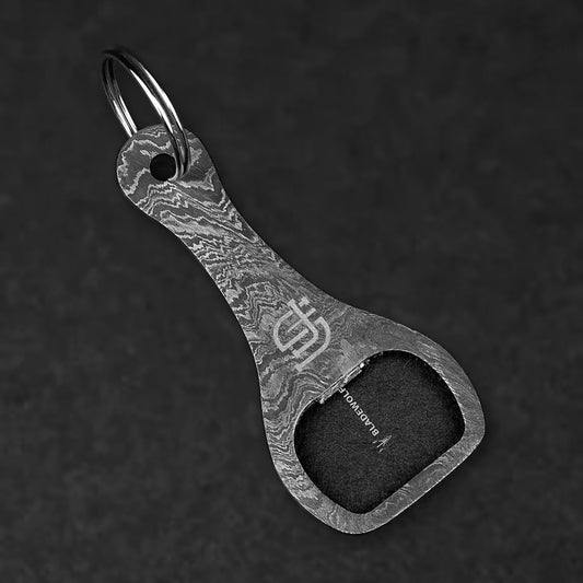 Cap Lifter Hand-Forged Damascus Steel Keychain Bottle Opener - BladeWolf A2Z image 4