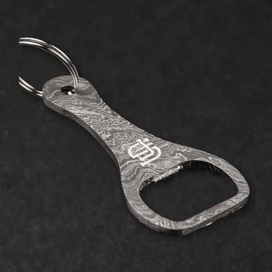 Cap Lifter Hand-Forged Damascus Steel Keychain Bottle Opener - BladeWolf A2Z image 5