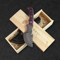 Carney Damascus Steel Curved Warrior Tanto Knife - Pink G10 - BladeWolf A2Z image 4