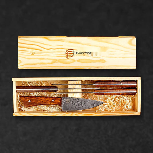 Cattleman Hand-Forged Damascus Steel Steak Knife - Individual - BladeWolf A2Z image 5