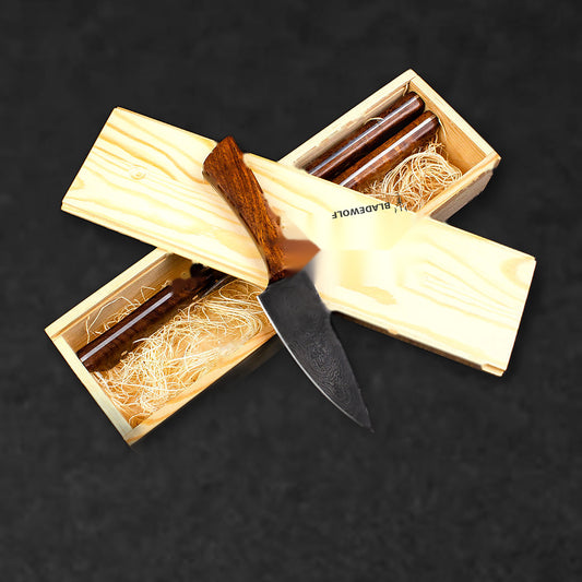 Cattleman Hand-Forged Damascus Steel Steak Knives - Set of 4 - BladeWolf A2Z image 3