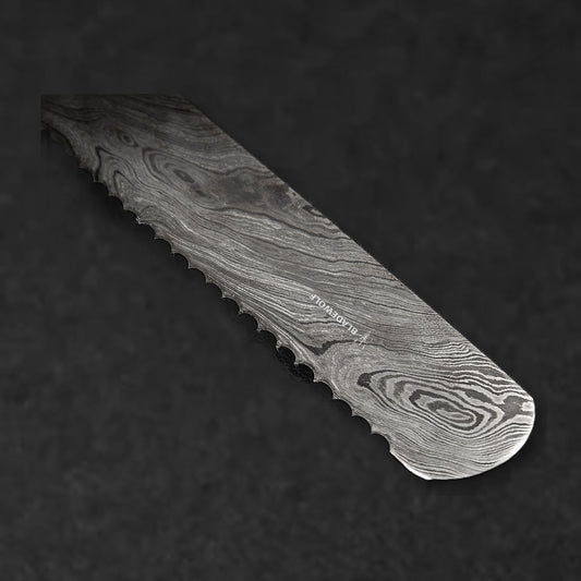 Cavallari Damascus Steel 10" Serrated Bread Knife - Yellow/Black Handle - BladeWolf A2Z image 9