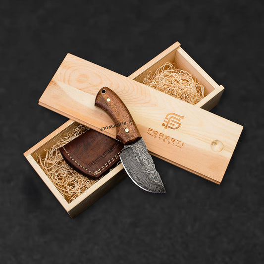 Colter Hand-Forged Damascus Steel Skinner - Walnut - BladeWolf A2Z image 8