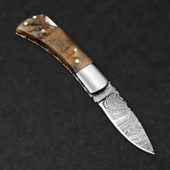 Confidant Hand-Forged Damascus Steel Folding Knife - Horn - BladeWolf A2Z image 2