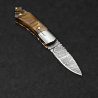 Confidant Hand-Forged Damascus Steel Folding Knife - Horn - BladeWolf A2Z image 4