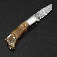 Confidant Hand-Forged Damascus Steel Folding Knife - Horn - BladeWolf A2Z image 5