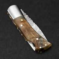 Confidant Hand-Forged Damascus Steel Folding Knife - Horn - BladeWolf A2Z image 7