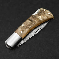 Confidant Hand-Forged Damascus Steel Folding Knife - Horn - BladeWolf A2Z image 8