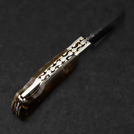 Confidant Hand-Forged Damascus Steel Folding Knife - Horn - BladeWolf A2Z image 9