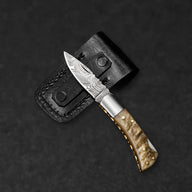 Confidant Hand-Forged Damascus Steel Folding Knife - Horn - BladeWolf A2Z image 12