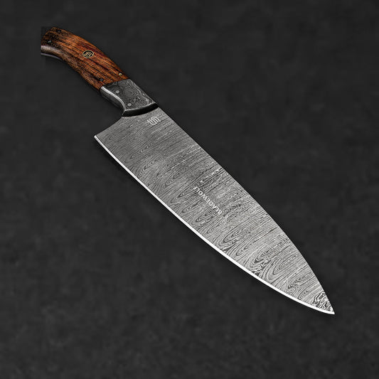 Cuisinier Hand-Forged Damascus Steel 8" Chef Knife - Walnut - BladeWolf A2Z image 4