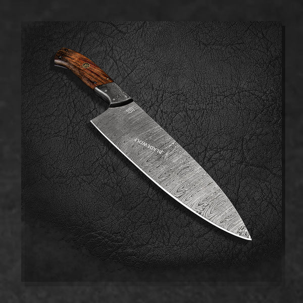 Cuisinier Hand-Forged Damascus Steel 8" Chef Knife - Walnut - BLEM - BladeWolf A2Z image 1