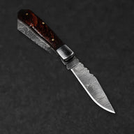Falcon Hand-Forged Damascus Steel 2-Blade Folding Knife - Rosewood - BladeWolf A2Z image 6