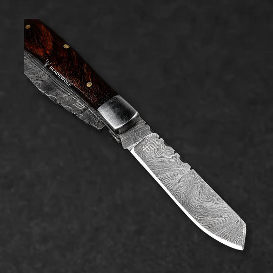 Falcon Hand-Forged Damascus Steel 2-Blade Folding Knife - Rosewood - BladeWolf A2Z image 7