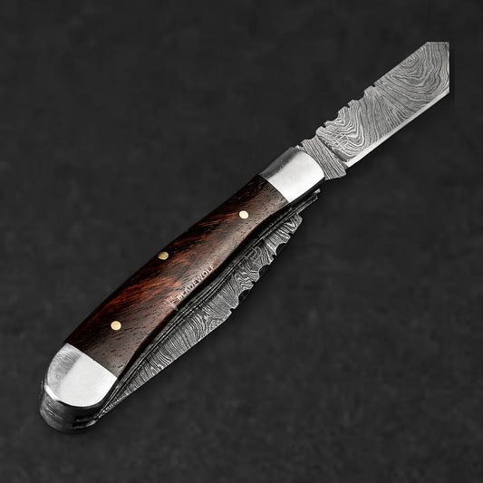 Falcon Hand-Forged Damascus Steel 2-Blade Folding Knife - Rosewood - BladeWolf A2Z image 8