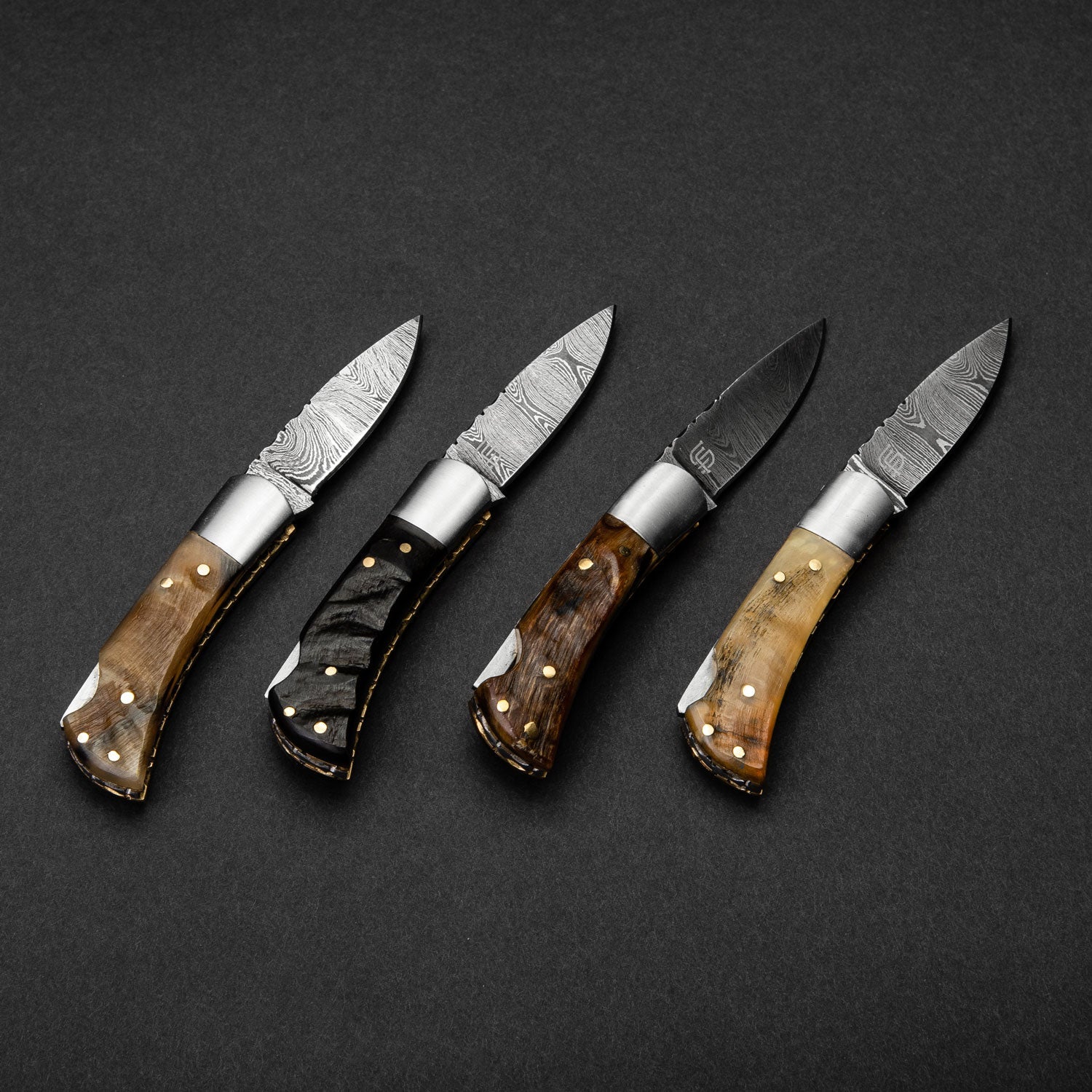 Confidant Hand-Forged Damascus Steel Folding Knife - Horn