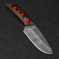 Hand-Forged Damascus Steel EDC Knife - Orange and Black G10 - BladeWolf A2Z image 3