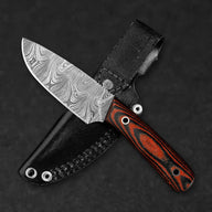 Hand-Forged Damascus Steel EDC Knife - Orange and Black G10 - BladeWolf A2Z image 5