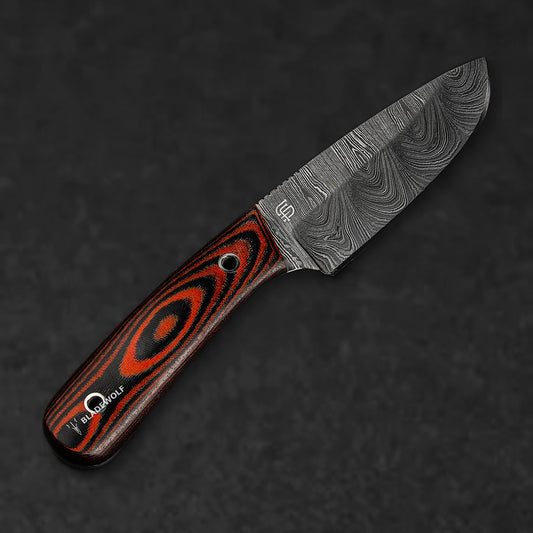 Hand-Forged Damascus Steel EDC Knife - Orange and Black G10 - BladeWolf A2Z image 6