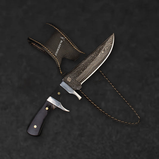 Hector Hand-Forged Damascus Steel Sub-Hilt Knife - Black G10