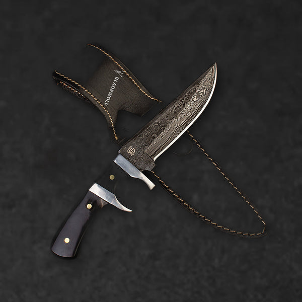 Hector Hand-Forged Damascus Steel Sub-Hilt Knife - Black G10 - BladeWolf A2Z image 1