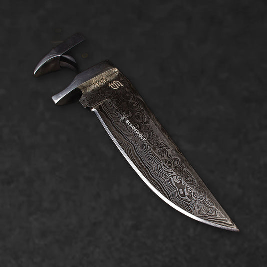 Hector Hand-Forged Damascus Steel Sub-Hilt Knife - Black G10 - BladeWolf A2Z image 3