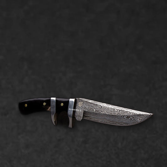 Hector Hand-Forged Damascus Steel Sub-Hilt Knife - Black G10 - BladeWolf A2Z image 4