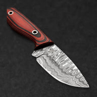 Hunter Hand-Forged Damascus Steel Skinner - Orange and Black G10 - BladeWolf A2Z image 3