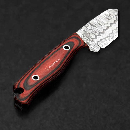 Hunter Hand-Forged Damascus Steel Skinner - Orange and Black G10 - BladeWolf A2Z image 6