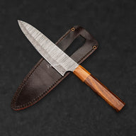 Itamae Damascus Steel 7" Santoku Chef Knife - Olive Wood and Rosewood - BladeWolf A2Z image 9