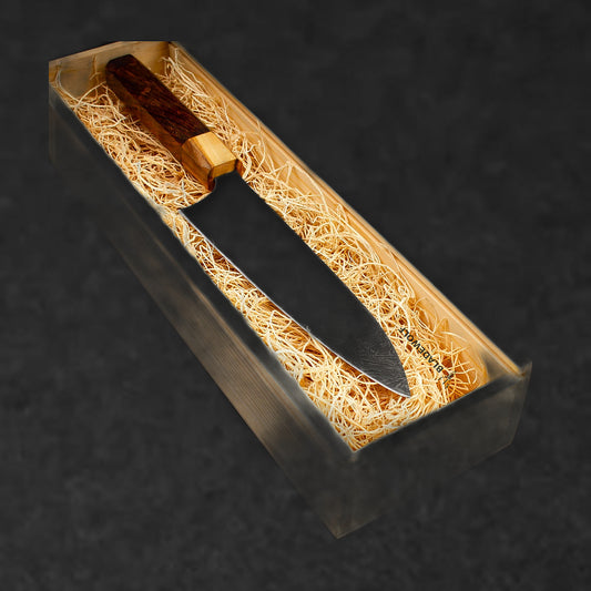 Itamae Damascus Steel 7" Santoku Chef Knife - Olive Wood and Rosewood - BladeWolf A2Z image 12