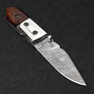 JH Patterson Hand-Forged Damascus Steel Folding Knife - Tali Wood - BladeWolf A2Z image 5