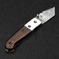 JH Patterson Hand-Forged Damascus Steel Folding Knife - Tali Wood - BladeWolf A2Z image 6