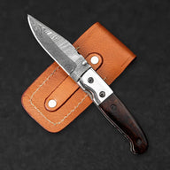 JH Patterson Hand-Forged Damascus Steel Folding Knife - Tali Wood - BladeWolf A2Z image 11