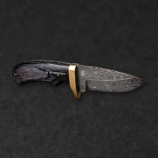 Jim Baker Hand-Forged Damascus Steel Skinner - Pakkawood and Brass - BladeWolf A2Z image 3