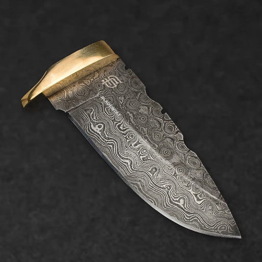 Jim Baker Hand-Forged Damascus Steel Skinner - Pakkawood and Brass - BladeWolf A2Z image 4