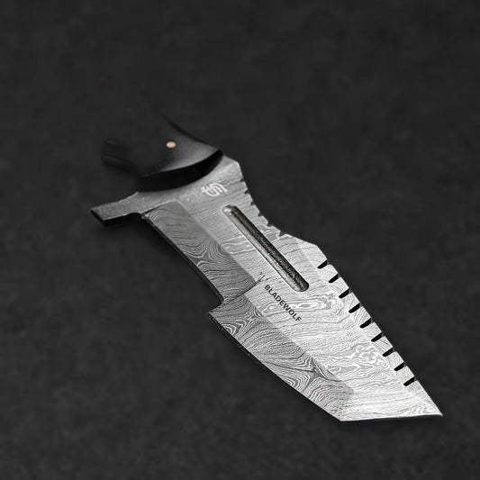 Kimura Hand-Forged Damascus Steel Warrior Tanto Knife - Black G10 - BladeWolf A2Z image 3