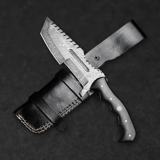 Kimura Hand-Forged Damascus Steel Warrior Tanto Knife - Black G10 - BladeWolf A2Z image 6