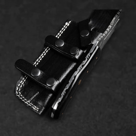 Kimura Hand-Forged Damascus Steel Warrior Tanto Knife - Black G10 - BladeWolf A2Z image 8