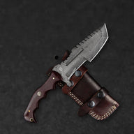 Kimura Hand-Forged Damascus Steel Warrior Tanto Knife - Red Micarta - BladeWolf A2Z image 1