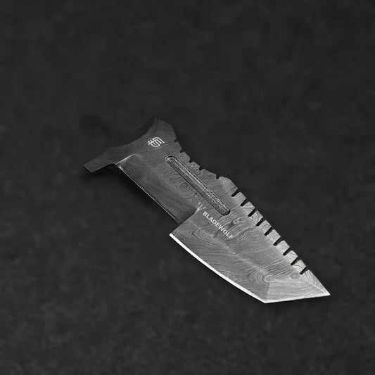 Kimura Hand-Forged Damascus Steel Warrior Tanto Knife - Red Micarta - BladeWolf A2Z image 3