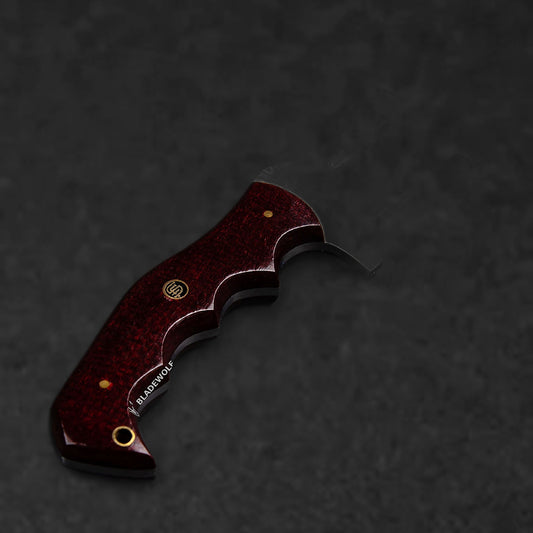 Kimura Hand-Forged Damascus Steel Warrior Tanto Knife - Red Micarta - BladeWolf A2Z image 4