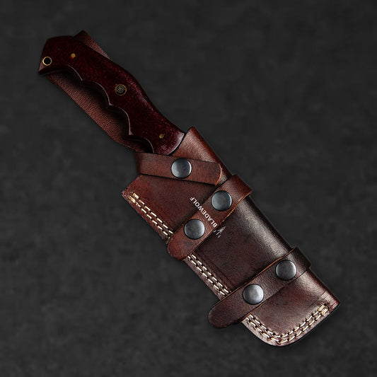 Kimura Hand-Forged Damascus Steel Warrior Tanto Knife - Red Micarta - BladeWolf A2Z image 7