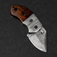 Lightoller Hand-Forged Damascus Steel EDC Folding Knife - Rosewood - BladeWolf A2Z image 2