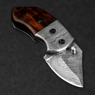 Lightoller Hand-Forged Damascus Steel EDC Folding Knife - Rosewood - BladeWolf A2Z image 5