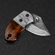 Lightoller Hand-Forged Damascus Steel EDC Folding Knife - Rosewood - BladeWolf A2Z image 9